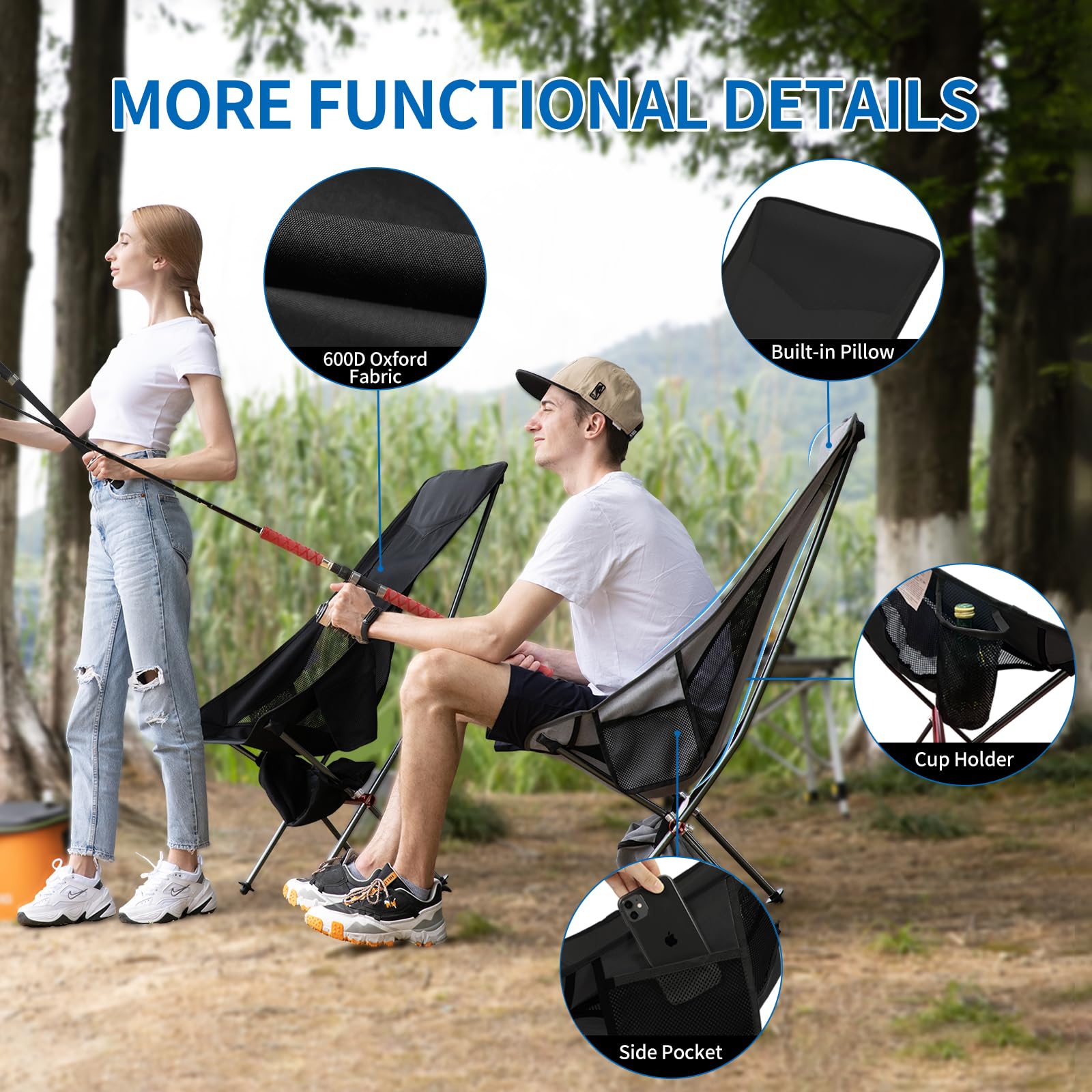 Amazon.com : SHALLWE Camping Chairs, All Aluminum Frame Portable